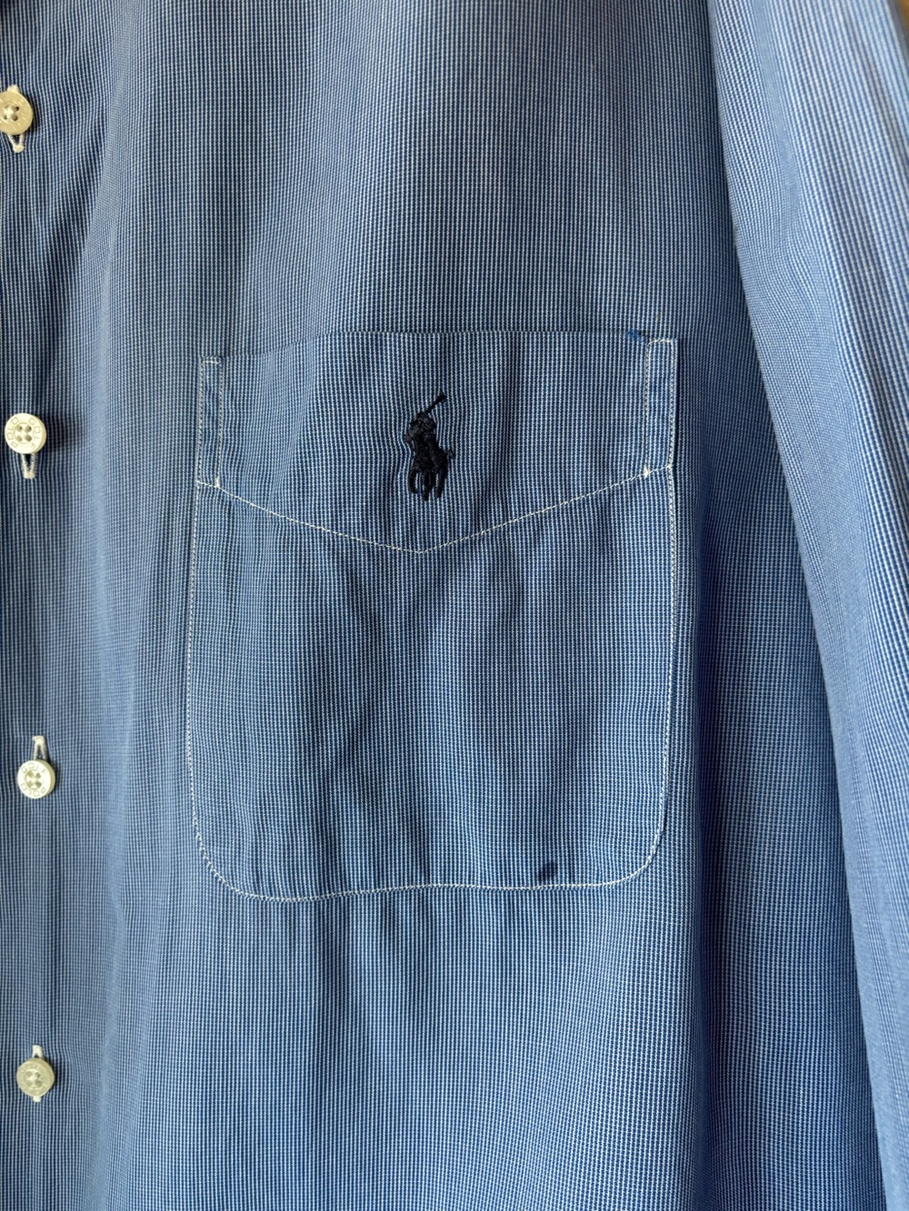 Polo Golf Blue Striped Button-Front Long Sleeve Shirt Men’s Large - Picture 3 of 11